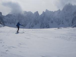 Skinning up the Argentiere glacier